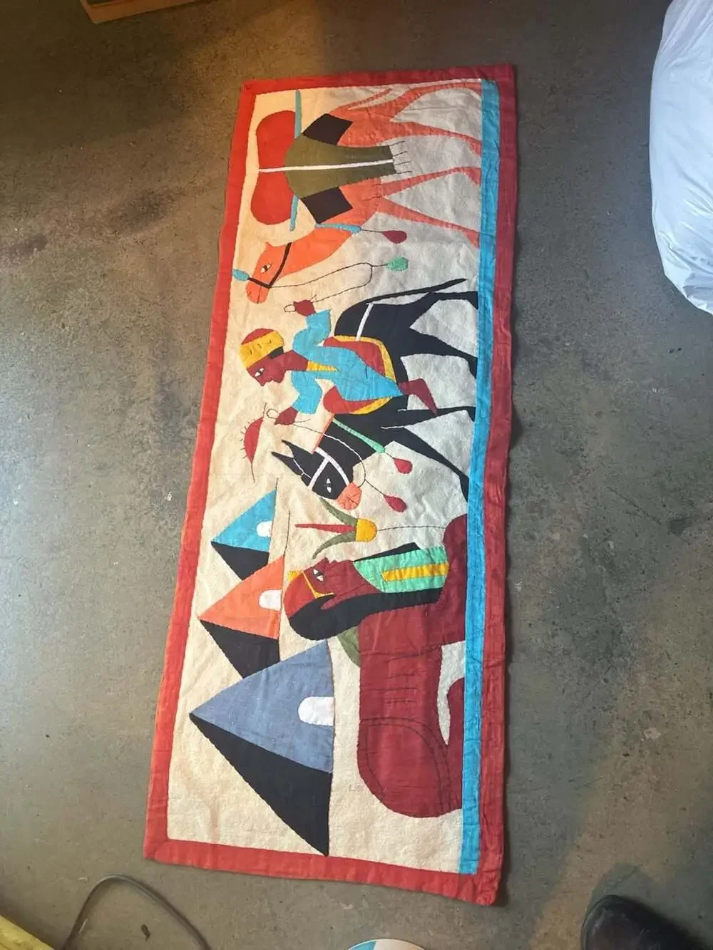Lot of 7 VTG Handmade Egyptian Khayamiya Appliqué Textile Wall Hanging Tapestry